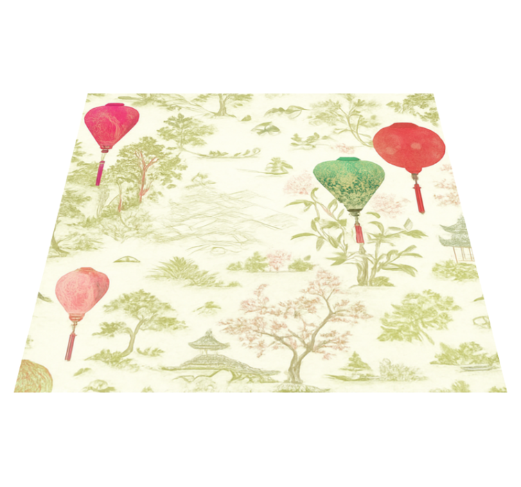 Tapis vinyle chambre paysage oriental chinoiserie - TenStickers