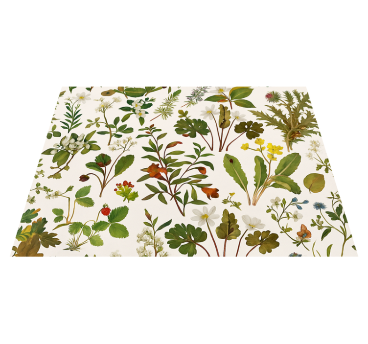 Tapis vinyle chambre design botanique sur fond blanc - TenStickers