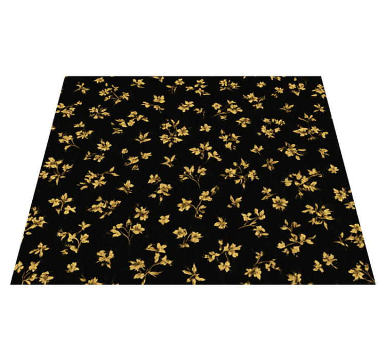 Tapis vinyle chambre fond noir avec fleurs dorées - TenStickers