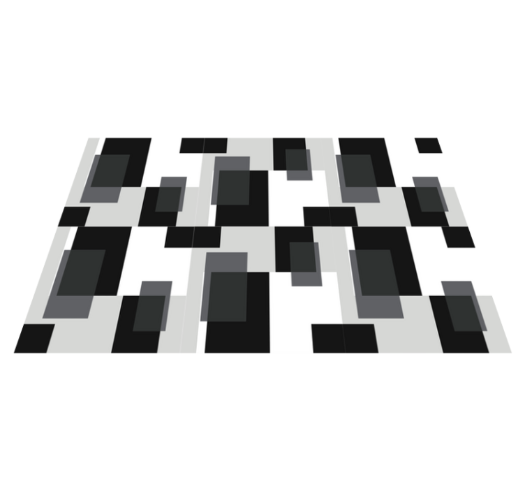 Tapis vinyle géométrique blocs de couleur noir et blanc - TenStickers