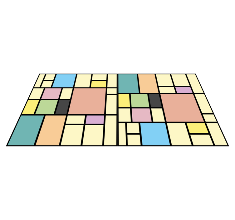 Tapis vinyle géométrique blocs de couleurs patchwork - TenStickers