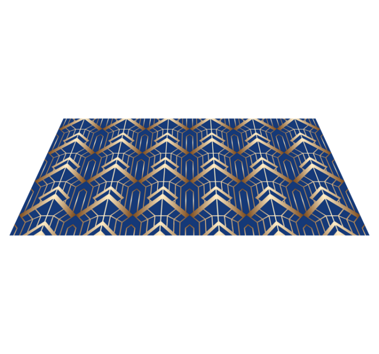 Tapis vinyle géométrique motif déco bleu et or - TenStickers