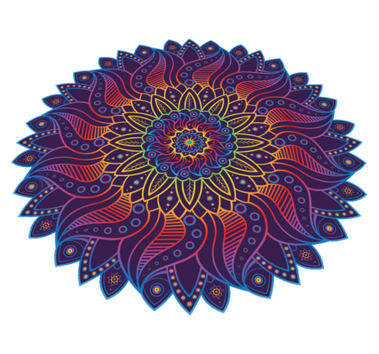 Tapis vinyle géométrique mandala arc-en-ciel - TenStickers