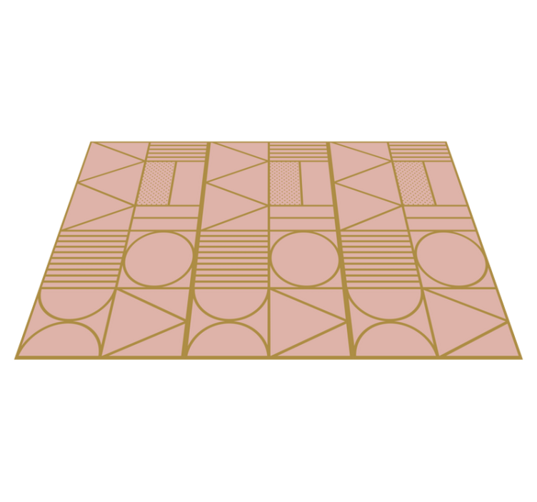 Tapis vinyle géométrique blocs or et rose - TenStickers