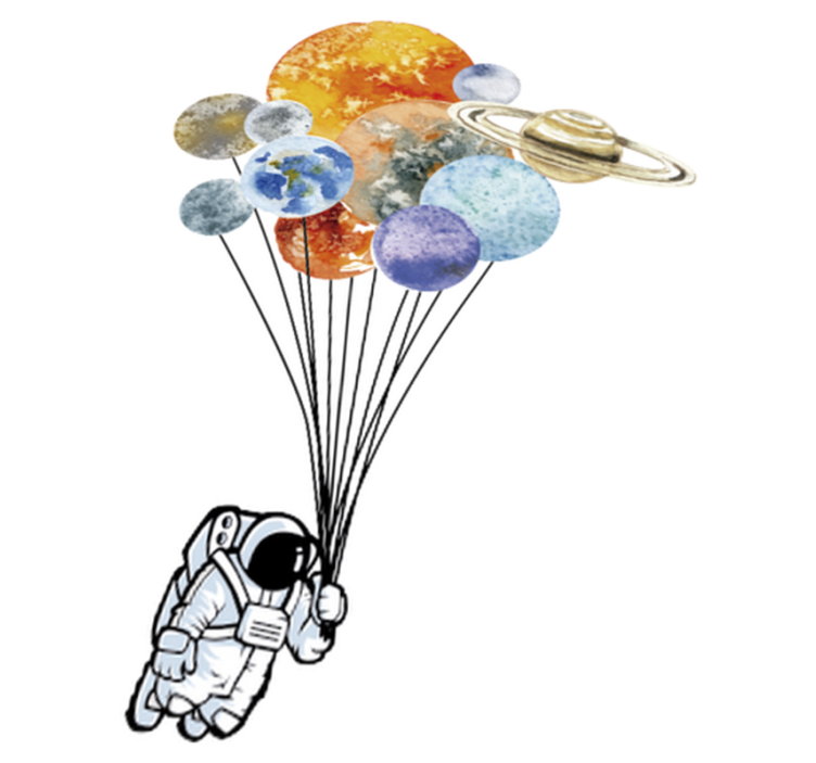Tapis vinyle pour enfants astronaute et ballons colorés - TenStickers