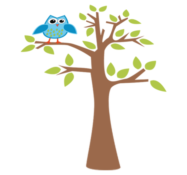 Tapis vinyle pour enfants arbre avec hibou bleu - TenStickers