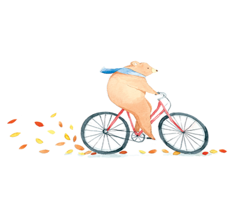 Tapis vinyle pour enfants ours à vélo - TenStickers