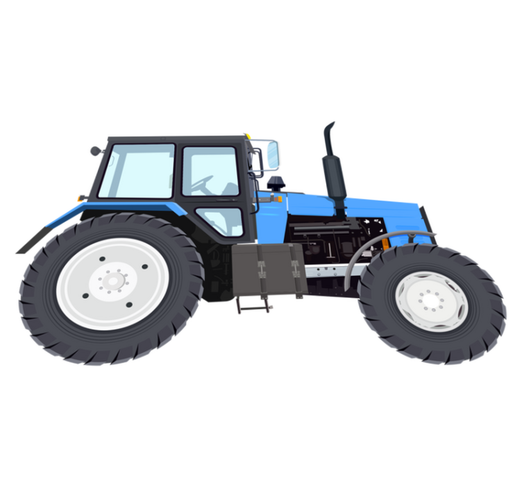Tapis vinyle pour enfants tracteur moderne bleu - TenStickers