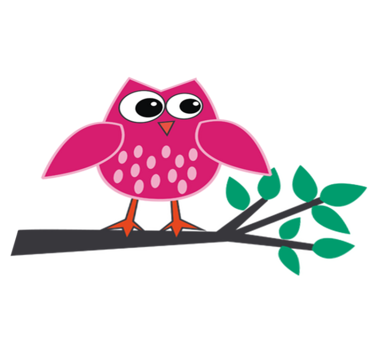 Tapis vinyle pour enfants hibou rose sur une branche - TenStickers