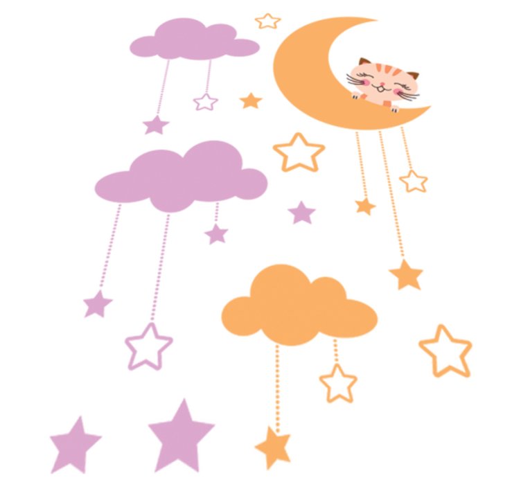 Tapis vinyle pour enfants sticker enfant lune chat - TenStickers