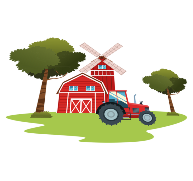 Tapis vinyle pour enfants tracteurs et arbres - TenStickers