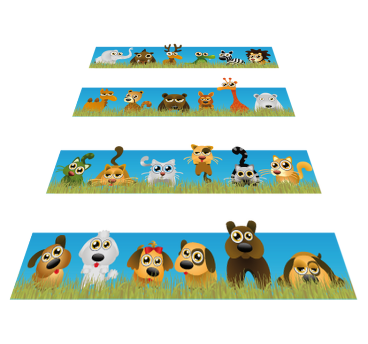 Tapis vinyle pour enfants rayures avec animaux - TenStickers