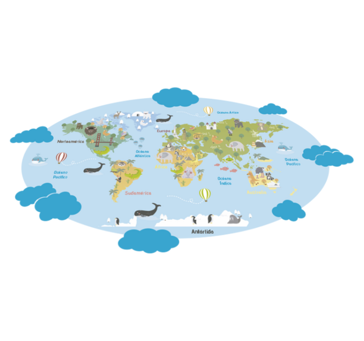 Tapis vinyle pour enfants planisphère enfantin - TenStickers