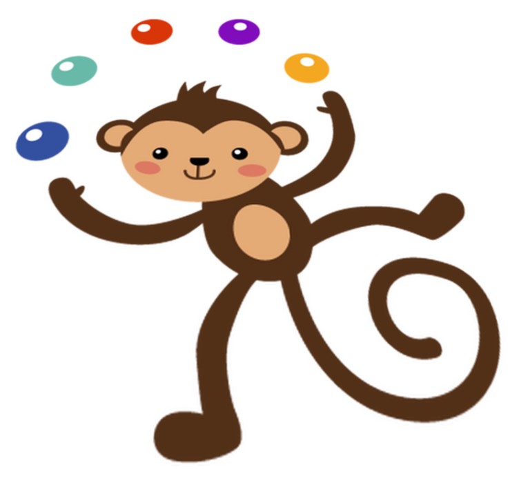 Tapis vinyle pour enfants singe jongleur - TenStickers