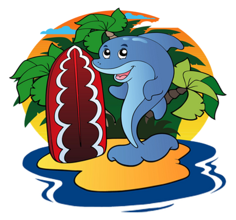 Tapis vinyle pour enfants surfing dauphin - TenStickers