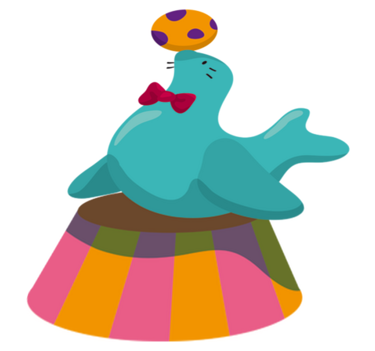 Tapis vinyle pour enfants avec phoque de cirque et ballon - TenStickers