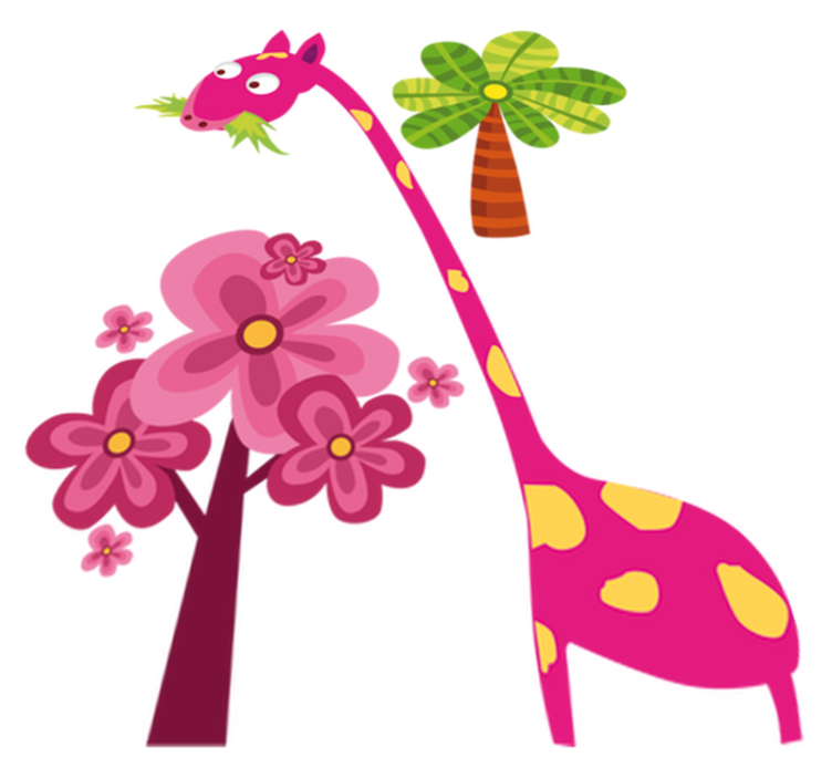 Tapis vinyle pour enfants girafe rose en train de manger - TenStickers