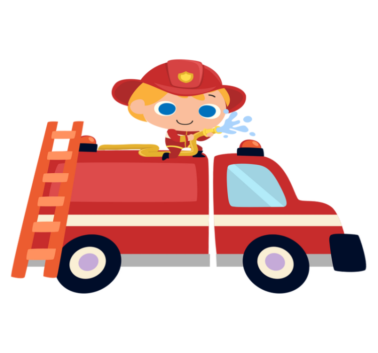 Tapis vinyle pour enfants voiture de pompier rouge - TenStickers
