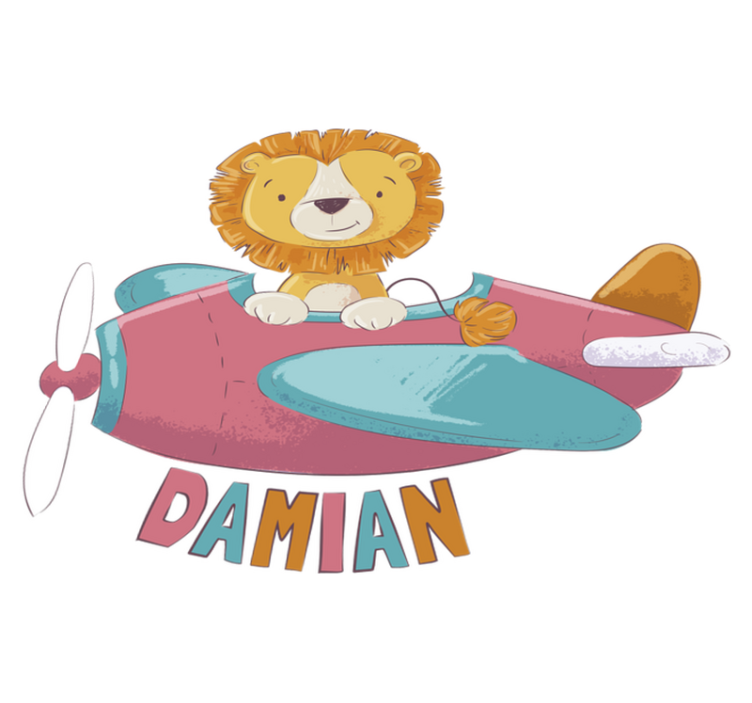Tapis vinyle pour enfants lion avec prénom - TenStickers