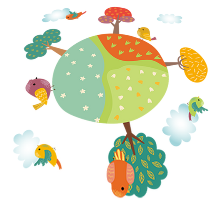 Tapis vinyle pour enfants printemps circulaire animaux - TenStickers
