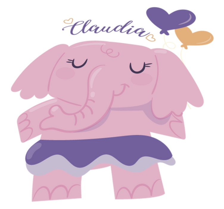Tapis vinyle pour enfants éléphant rose avec nom - TenStickers