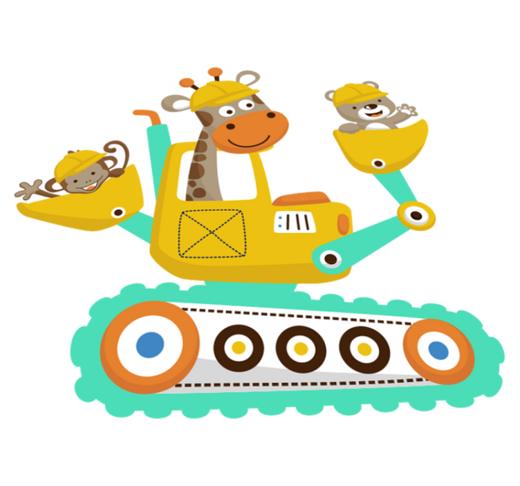 Tapis vinyle pour enfants pelleteuse avec animaux - TenStickers