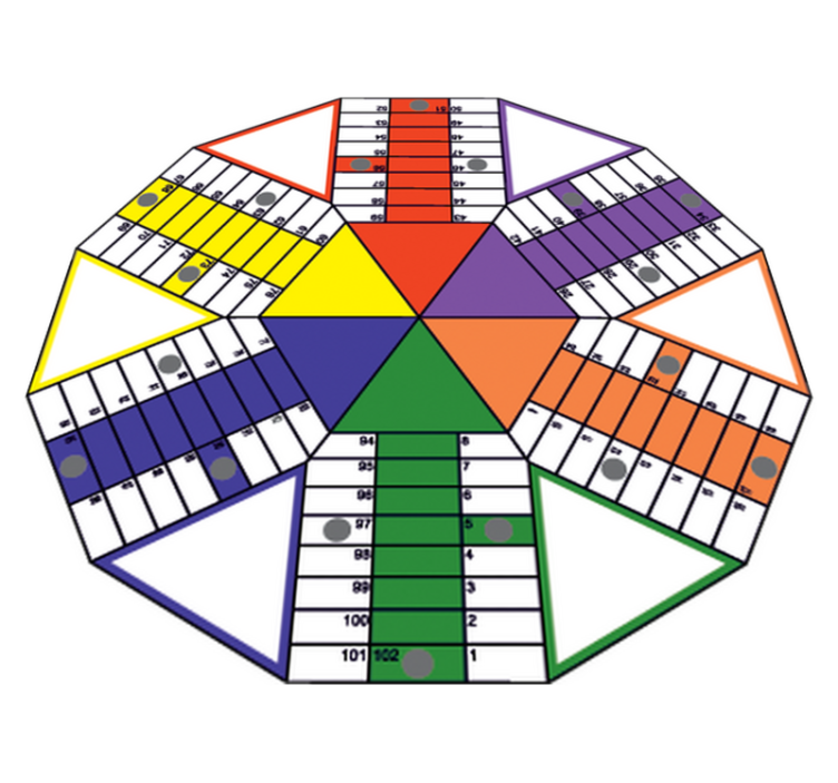Tapis vinyle jeux parchis géométrique autocollant - TenStickers