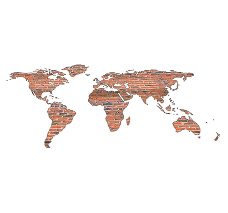 Tapis vinyle carte du monde brique mural - TenStickers