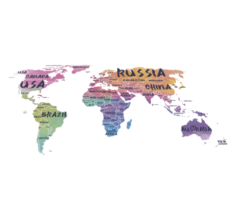 Tapis vinyle carte du monde autocollant mural texte - TenStickers