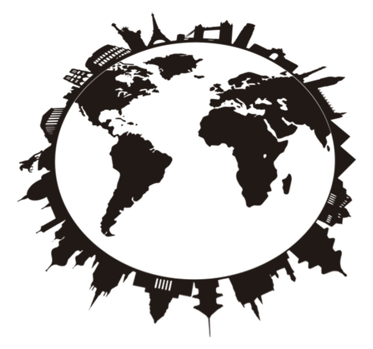 Tapis vinyle carte du monde avec monuments - TenStickers