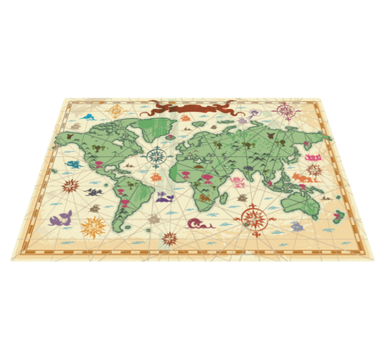 Tapis vinyle carte du monde classique enfant - TenStickers