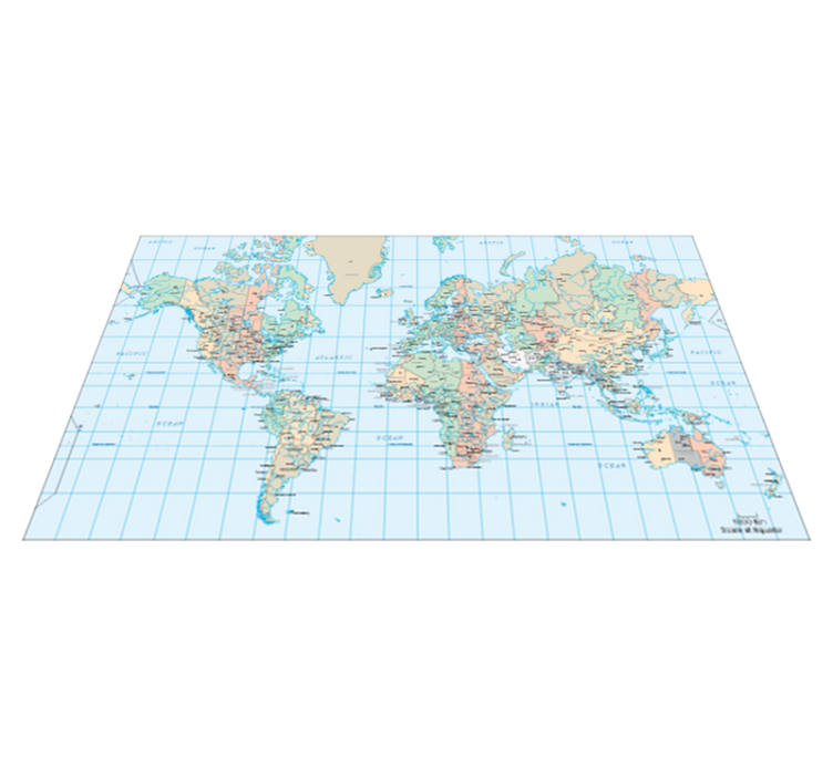 Tapis vinyle carte du monde anglais horaires - TenStickers