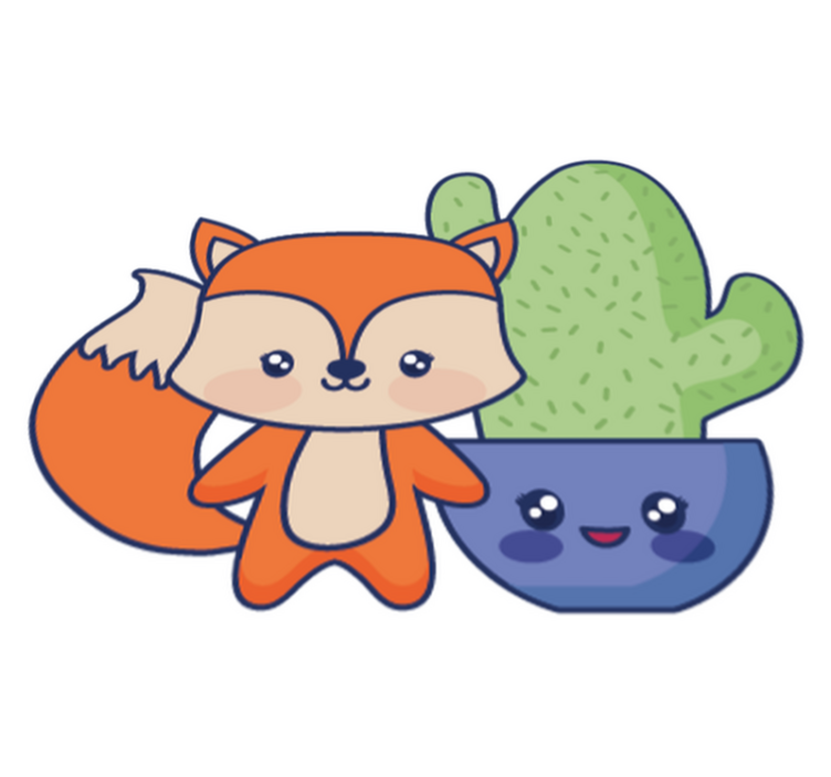 Tapis vinyle pour enfants animés cactus et renard - TenStickers
