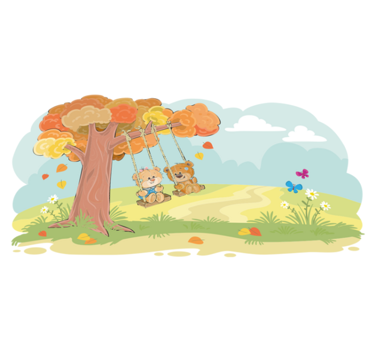 Tapis vinyle pour enfants ours en peluche en forêt - TenStickers
