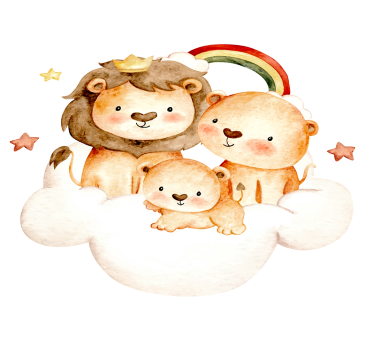 Tapis vinyle pour enfants animaux bébé étoiles nuages - TenStickers