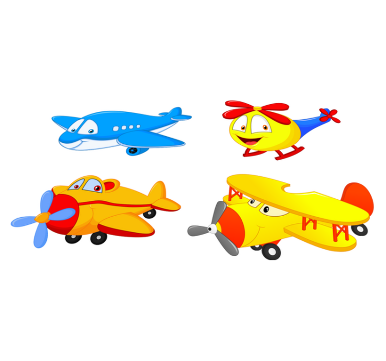 Tapis vinyle pour enfants avions et hélicoptères souriants - TenStickers