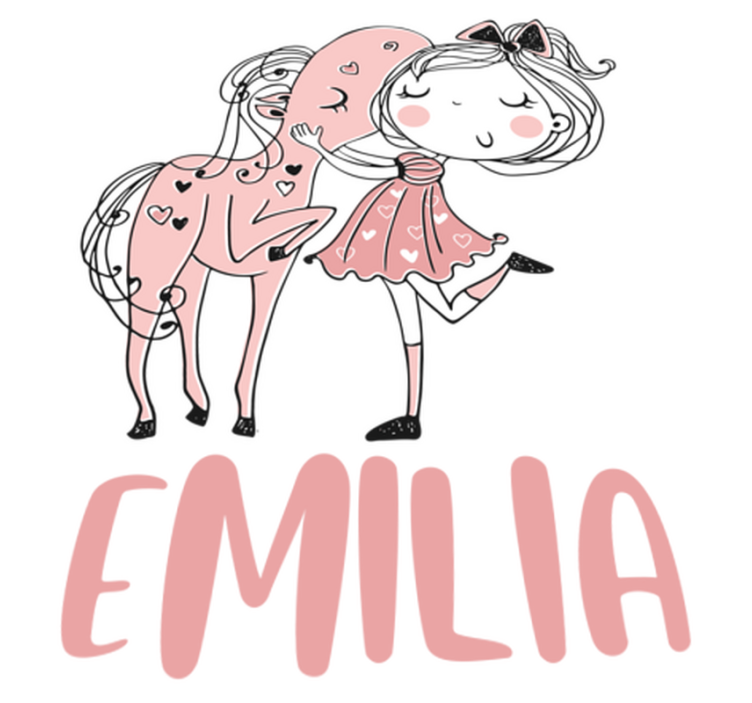 Tapis vinyle pour enfants princesse en robe rose et cheval - TenStickers