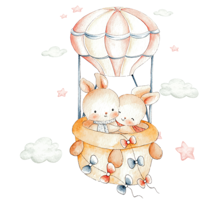 Tapis vinyle pour enfants montgolfière lapin - TenStickers