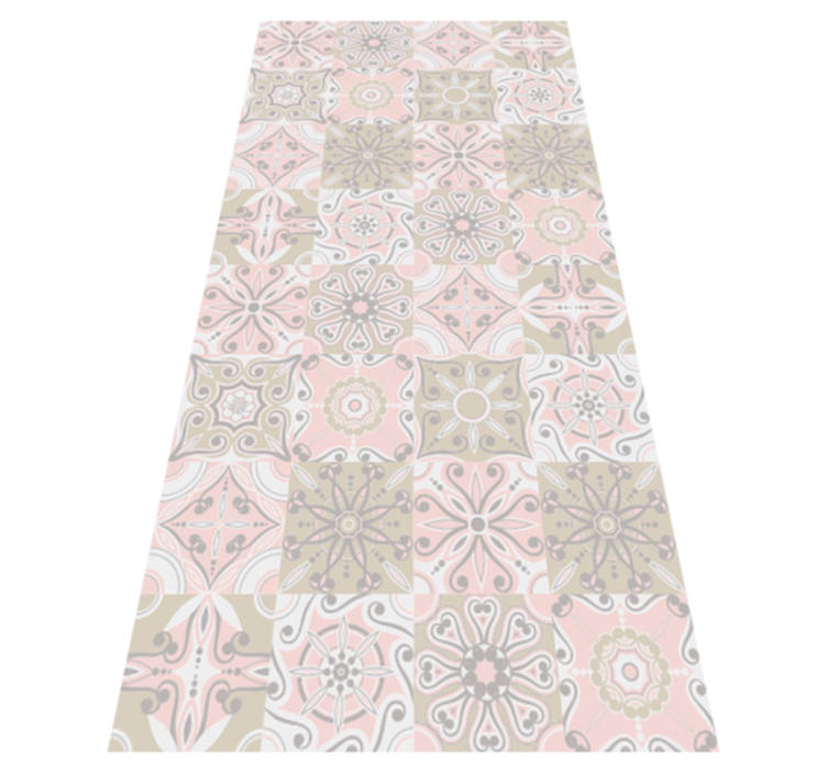 Tapis vinyle salle de bain carreaux roses et gris - TenStickers