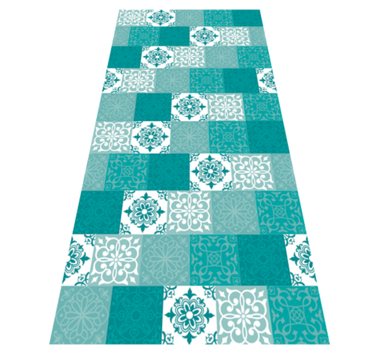 Tapis vinyle salle de bain carreaux turquoise - TenStickers