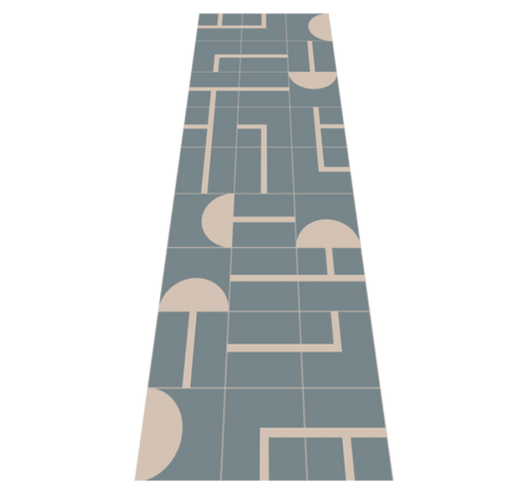 Tapis vinyle salle de bain motif géométrique bleu gris - TenStickers