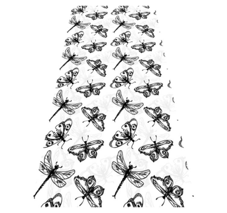 Tapis vinyle salle de bain motif libellule noir et blanc - TenStickers