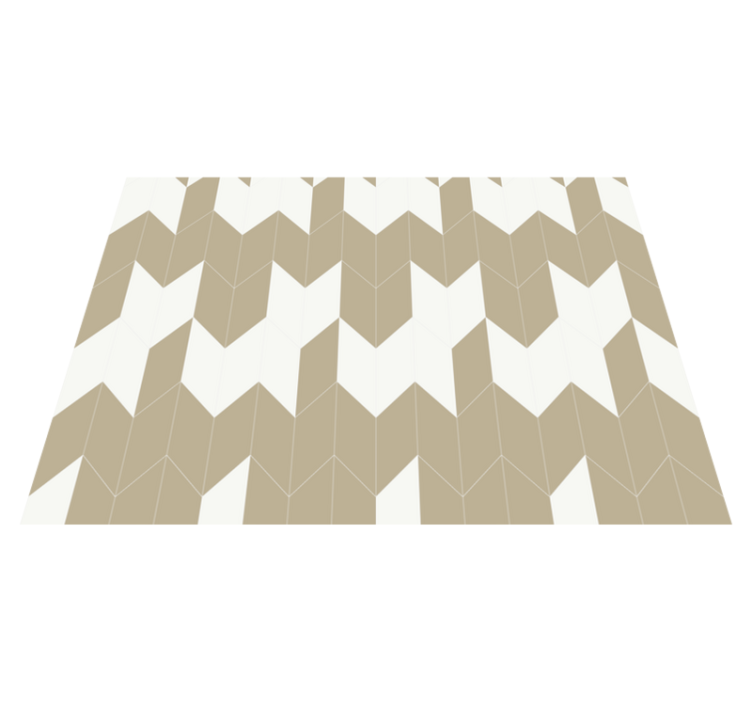 Tapis vinyle salle de bain motif géométrique beige et blanc - TenStickers