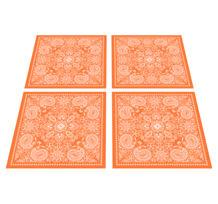 Tapis vinyle salle de bain carreaux paisley - TenStickers