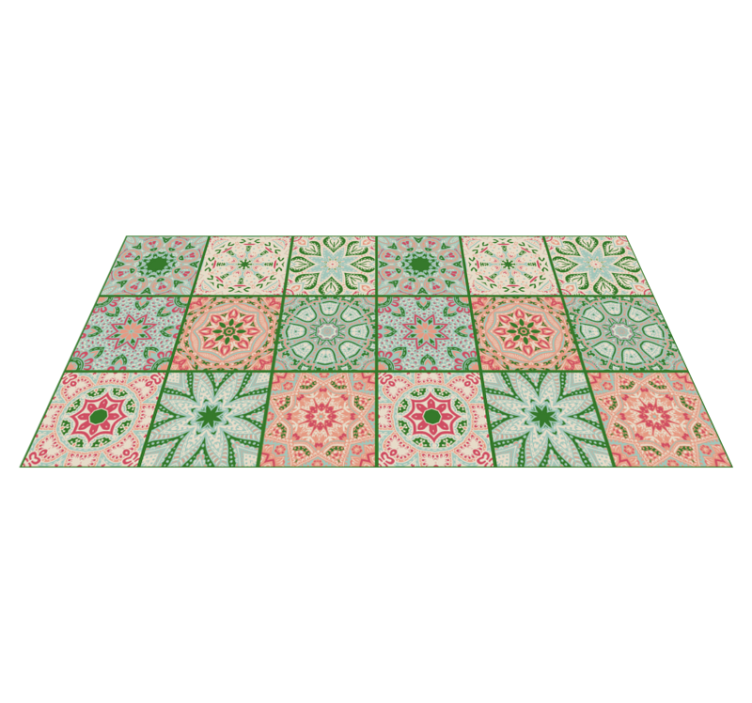 Tapis vinyle salle de bain décoration carrée bleu vert - TenStickers