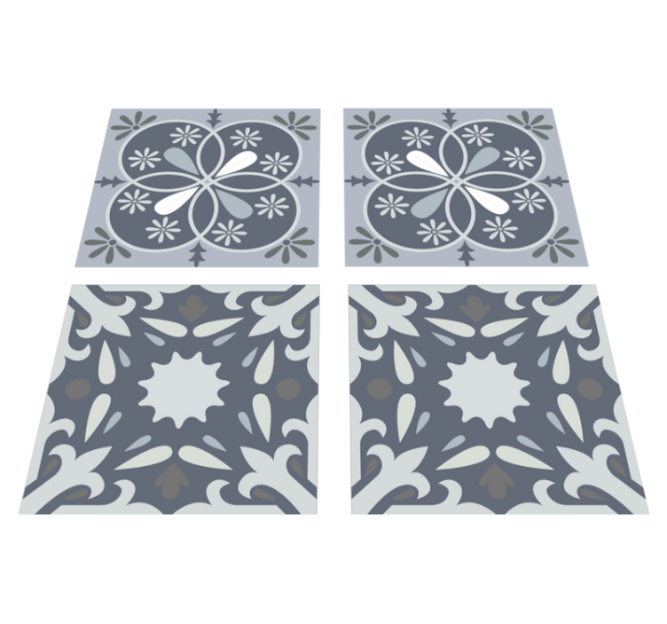Tapis vinyle salle de bain autocollant fleur bleue - TenStickers