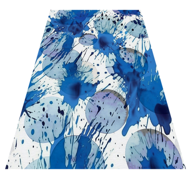 Tapis vinyle salle de bain cercles encre bleue - TenStickers