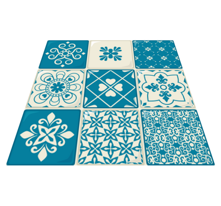 Tapis vinyle salle de bain motif gris et bleu - TenStickers