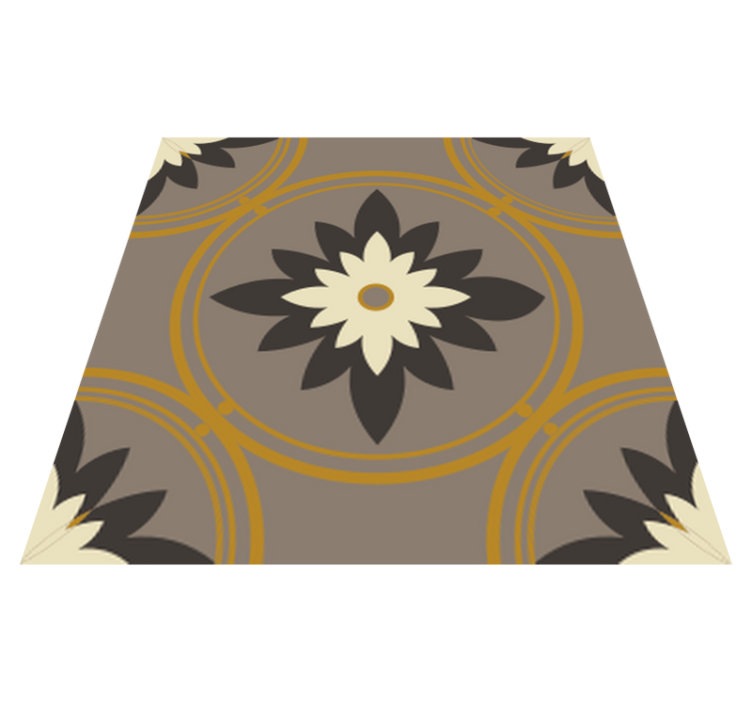 Tapis vinyle salle de bain motif ciment hydraulique marron - TenStickers