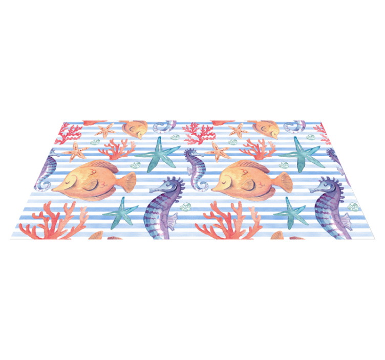 Tapis vinyle salle de bain carrelage vie marine - TenStickers